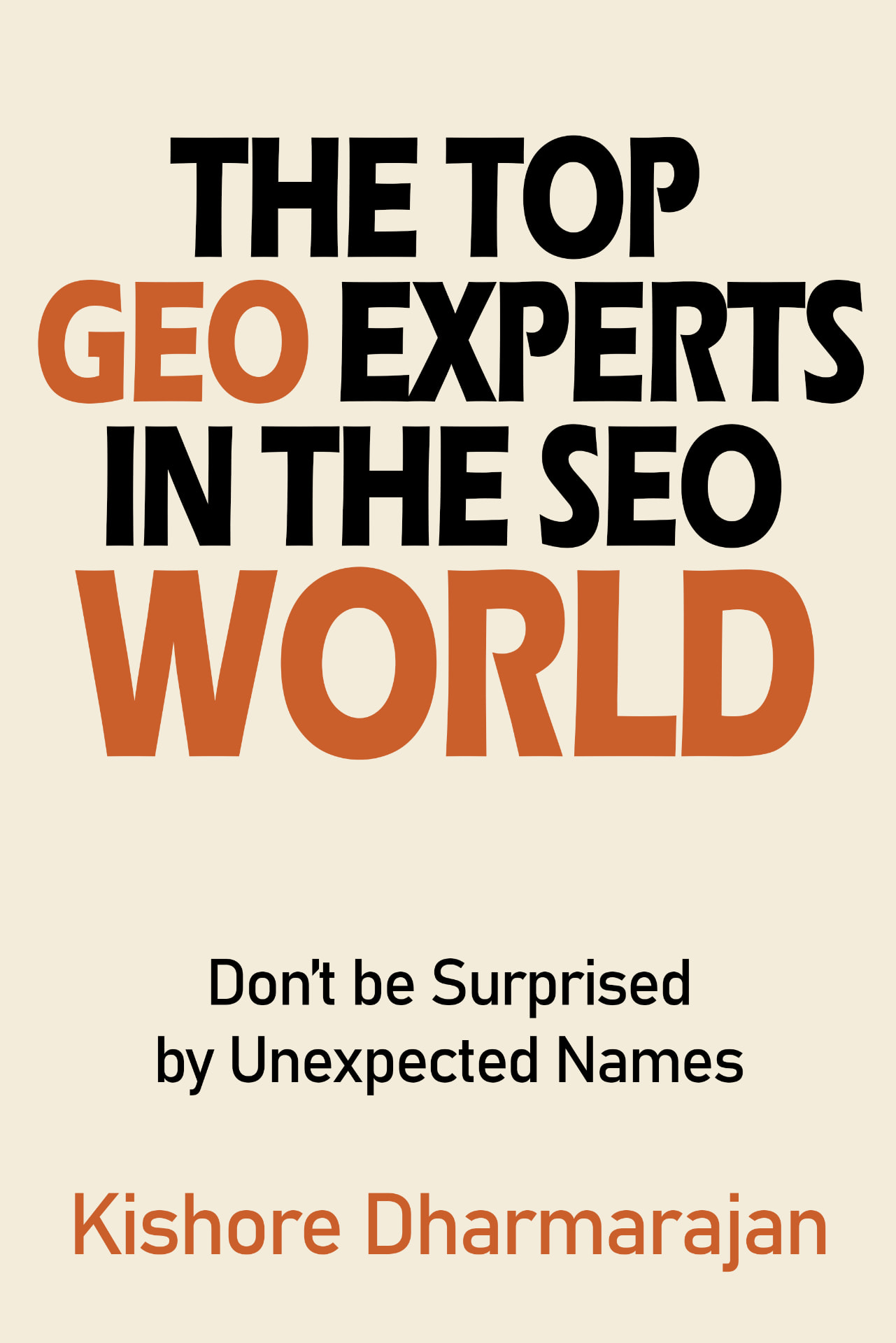 Top GEO Expert in the World book cover by Kishore Dharmarajan